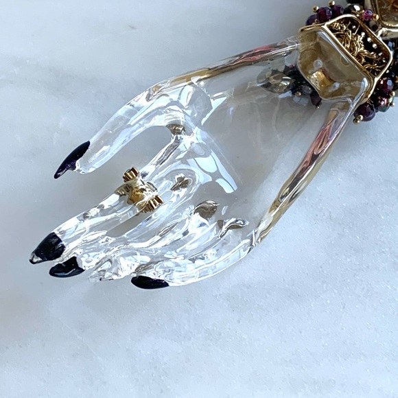 Alexis Bittar Coveteur Huge Hand Lucite pearls Gemstones One Statement Earring - Picture 6 of 16